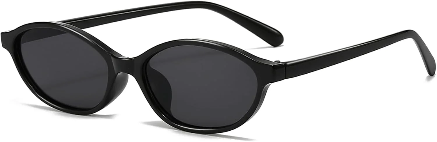 

Ретро-солнцезащитные очки овальной формы для женщин. Модные овальные узкие солнцезащитные очки «кошачий глаз» в стиле 90-х. Винтажные очки Breaksun, Black/Grey