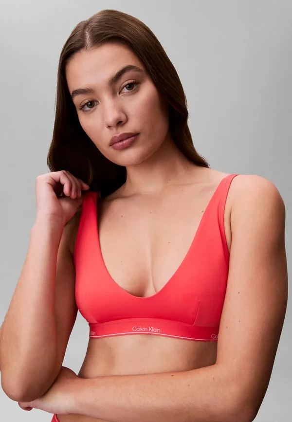 Топ от купальника с завязками на шее Calvin Klein Swimwear, Punch Pink — фото 4