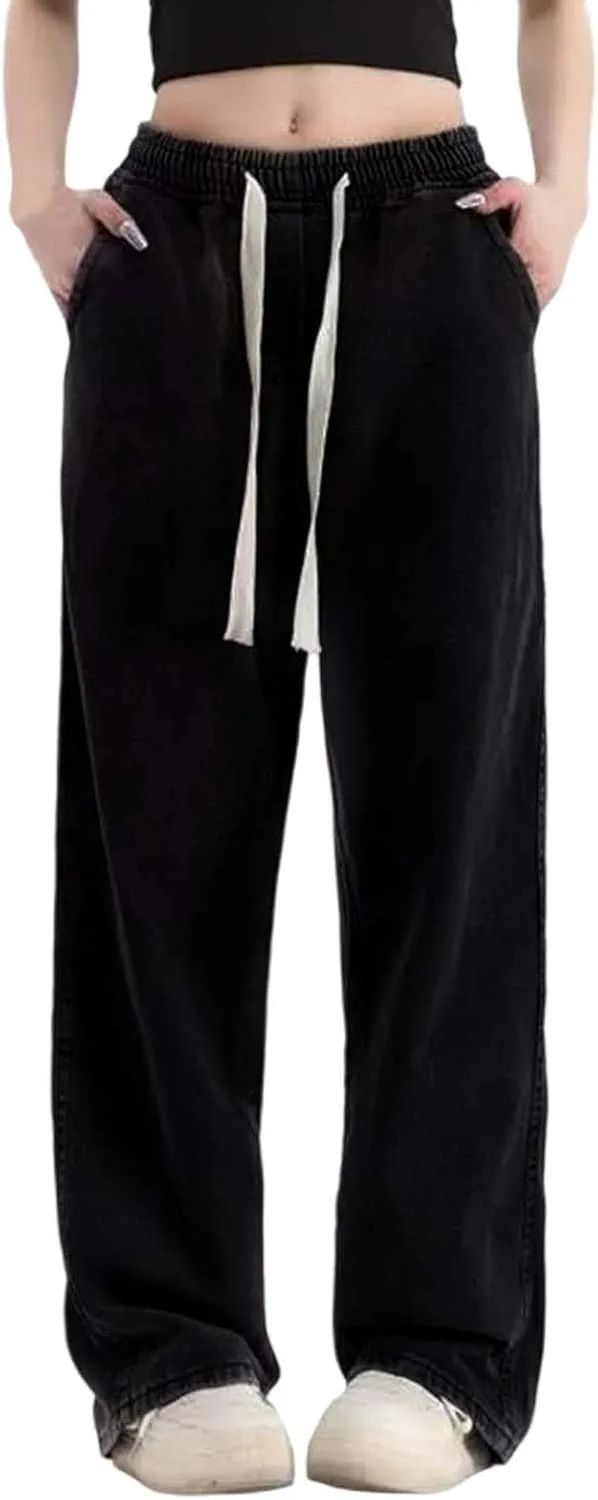 

Джинсы Wide Leg для женщин с эластичным поясом и шнурком