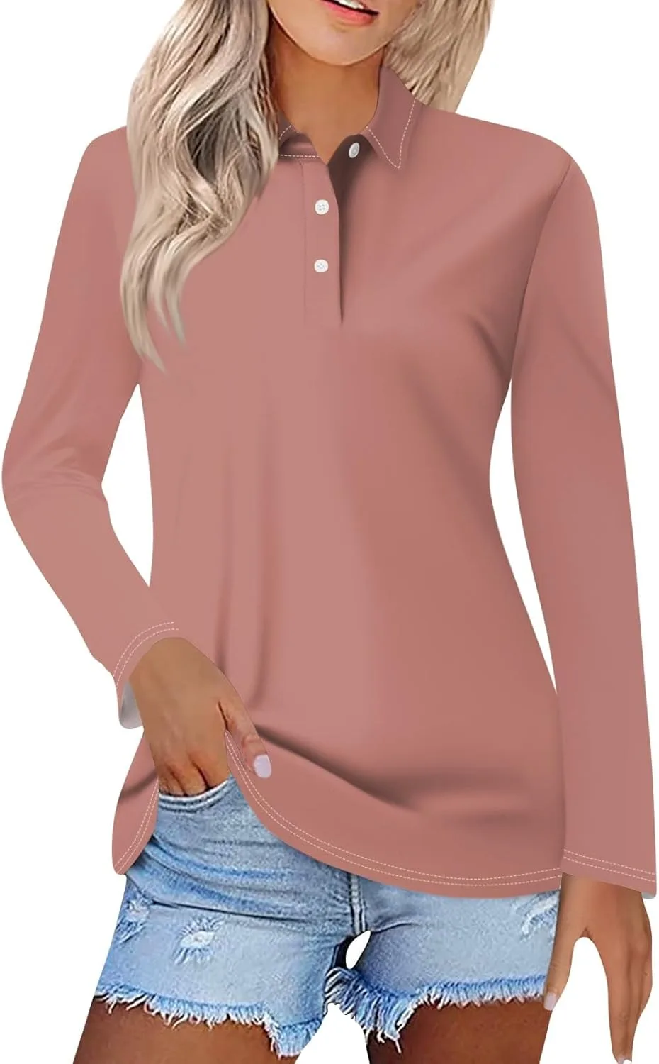 

Женская блузка-поло с лацканами и воротником на пуговицах FQZWONG