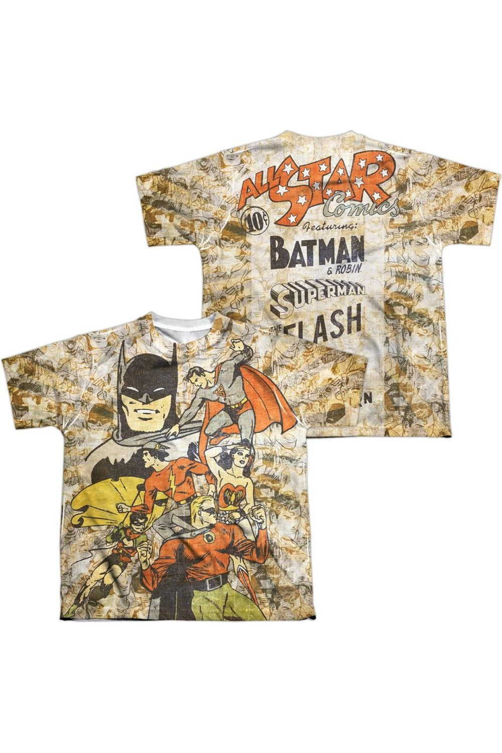 

Футболка DC Comics All Stars с принтом спереди и сзади, детская, короткий рукав Gildan, белый