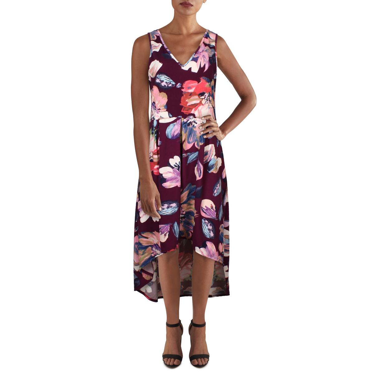 

Плюс Женское Платье Макси Без Рукавов Хай-Лоу 24seven Comfort Apparel, цвет purple floral