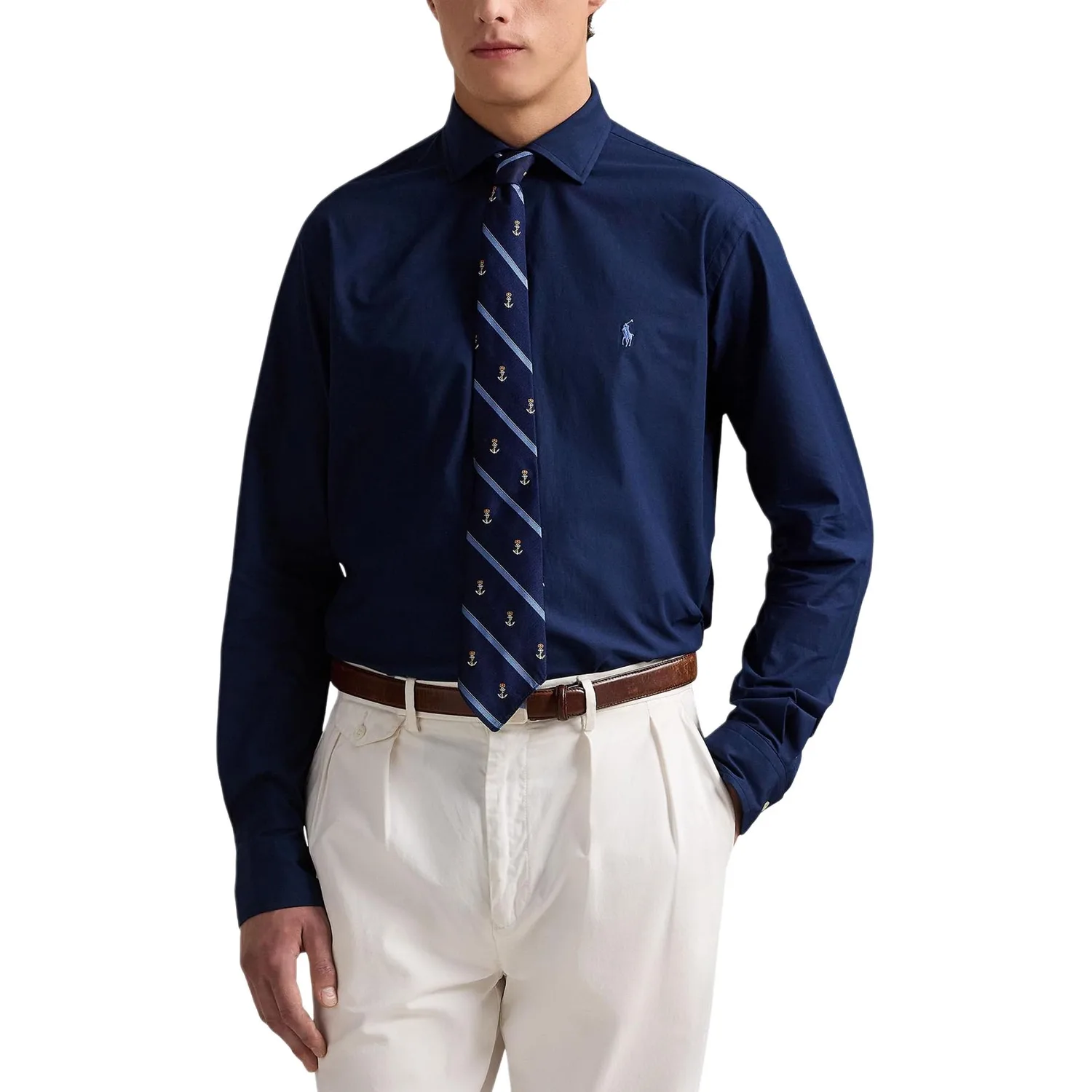 Polo Ralph Lauren Рубашка мужская Marine Blue Lapel Moderate Others