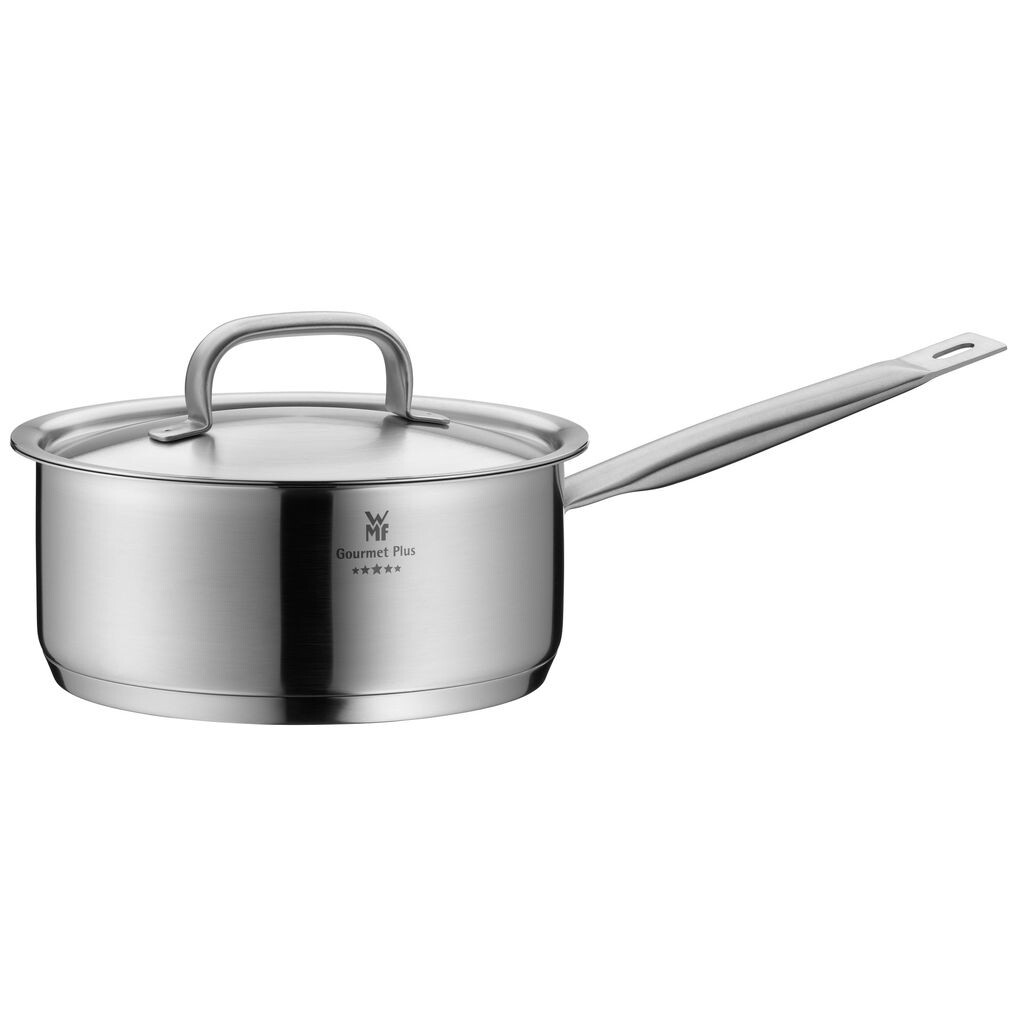 

Кастрюля WMF Gourmet Plus 20 см, металлическая крышка с отверстием для пара, маленькая кастрюля 2,5 л, индукционный молочник, матовая нержавеющая сталь Cromargan, внутренняя шкала