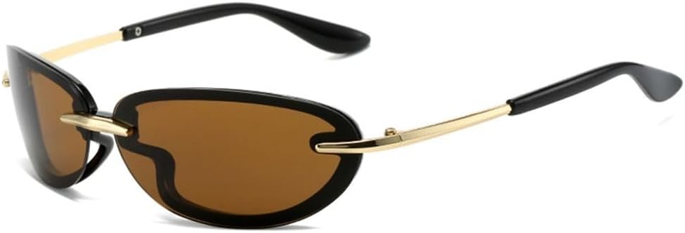 

Солнцезащитные очки прямоугольной формы в стиле Y2K, без оправы, с защитой от УФ-излучения UV400, спортивные, для вождения, конфетного цвета, сине-зеленые, для активного отдыха KTUCN, Brown