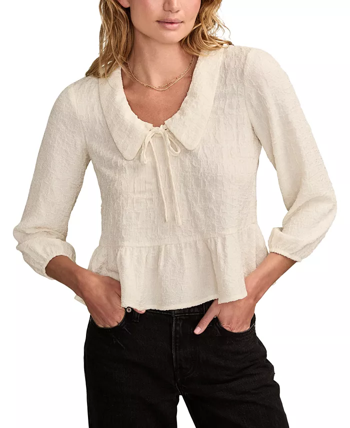 

Женская блузка с жатым воротником «Питер Пэн» Lucky Brand, белый