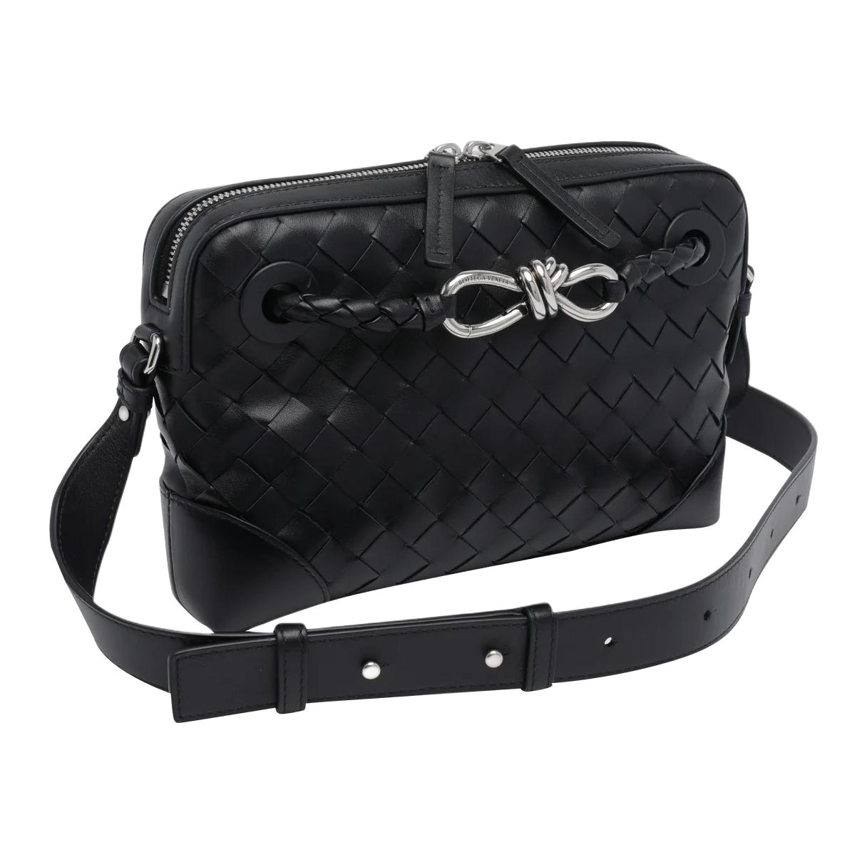 Bottega Veneta Кожаная сумка кросс-боди мужская black — фото 2