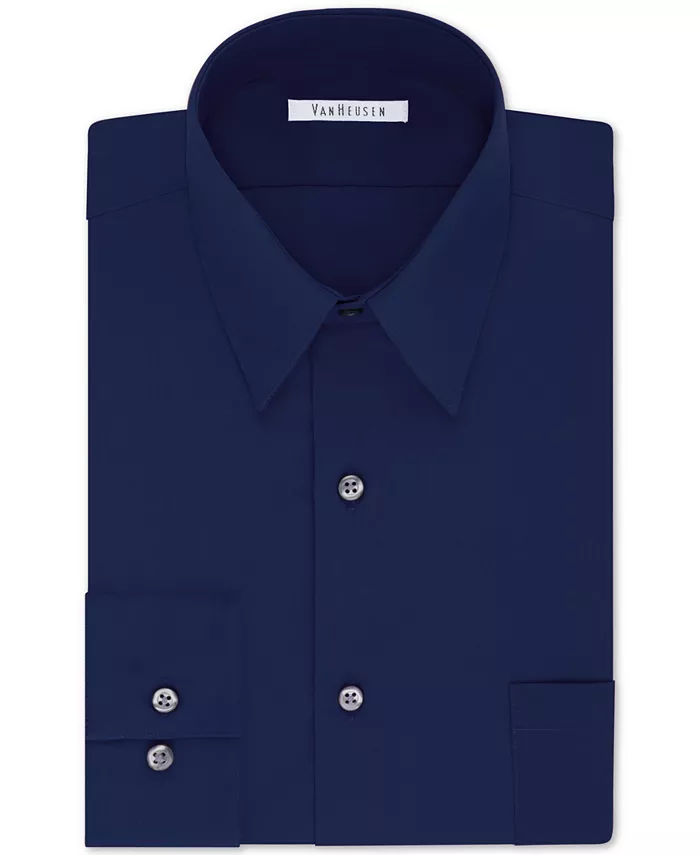 

Мужская однотонная рубашка из поплина большего размера без складок Van Heusen, синий