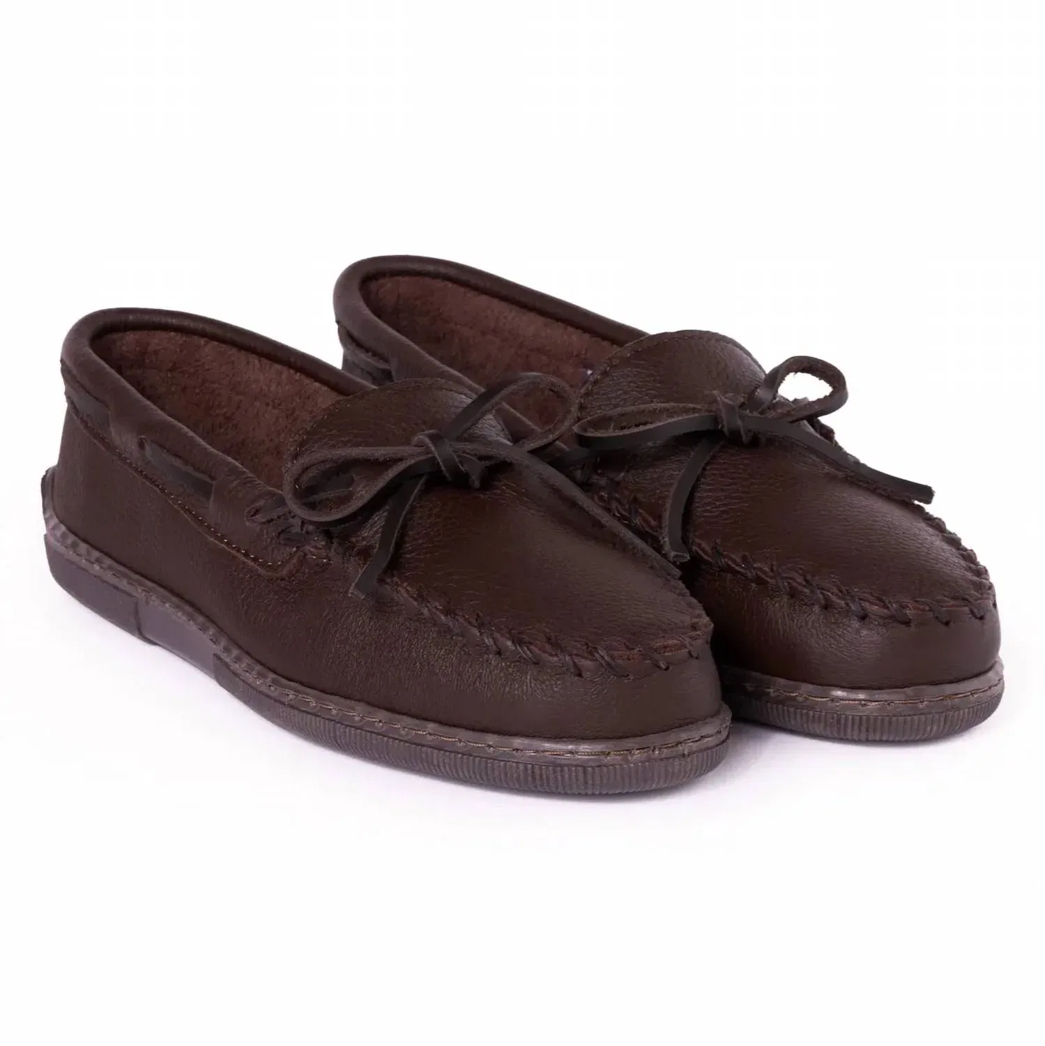 Мужские классические мокасины из лосиной кожи, шоколадного цвета Minnetonka, Chocolate — фото 2