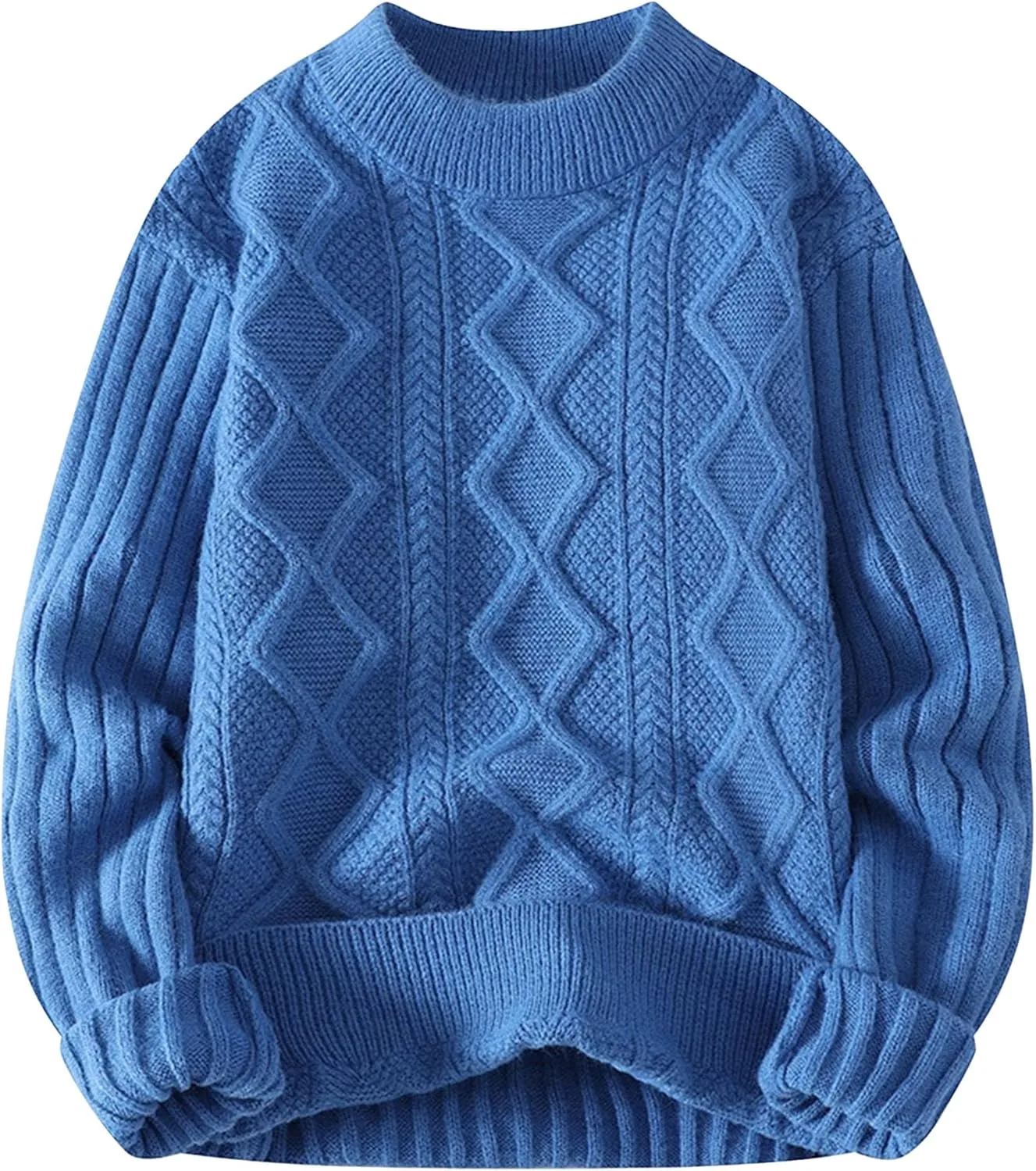 

Мужской вязаный свитер с кабельным узором, slim fit SWJGLITTR