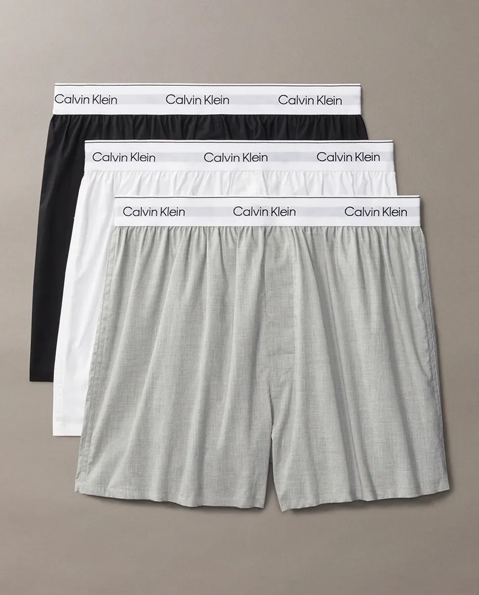 Набор из 3 свободных боксеров slim - Icon Cotton Stretch Calvin Klein, мультиколор