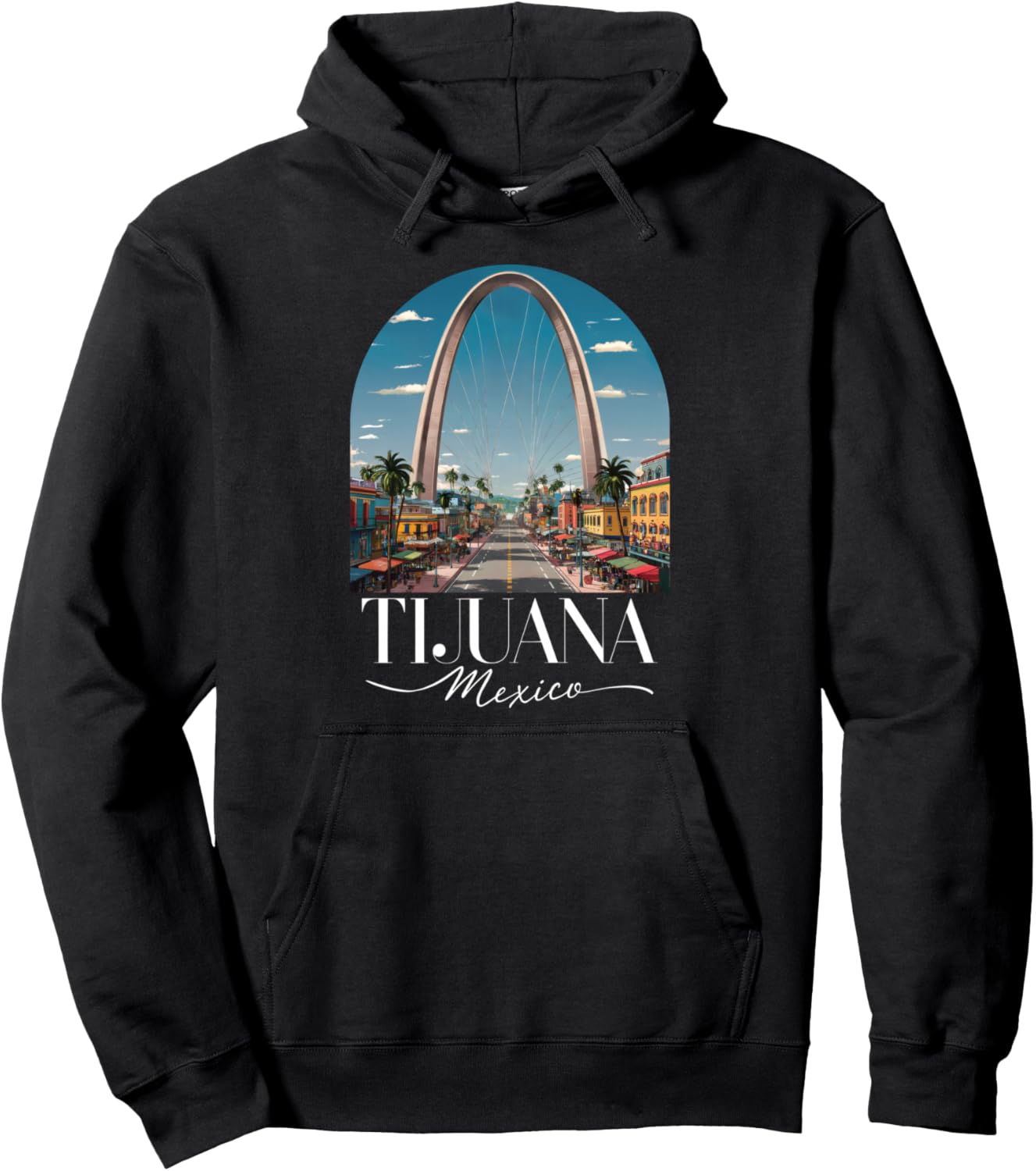 

Тихуана Мексика Арч Ретро Винтаж Мексиканская Граница TJ Мексикано Худи Tijuana Tees, черный