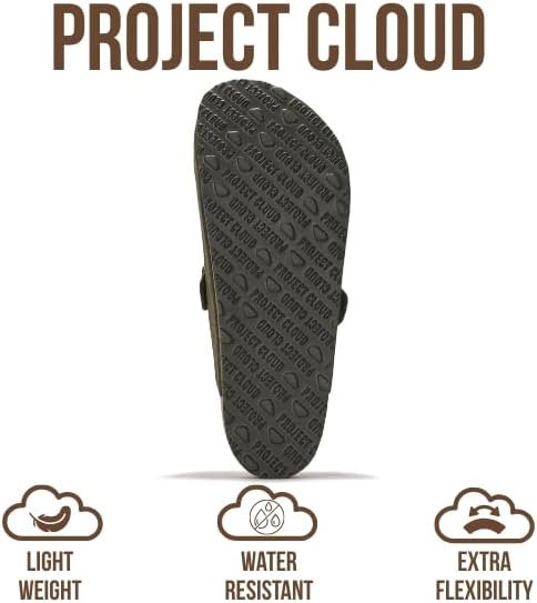 Мужские сабо Project Cloud - 100 натуральная кожа полного слоя, сабо с мемори-пеной для мужчин, поддержка свода стопы, пробковая стелька, противоскользящая подошва (Brooklyn), оливковый — фото 4