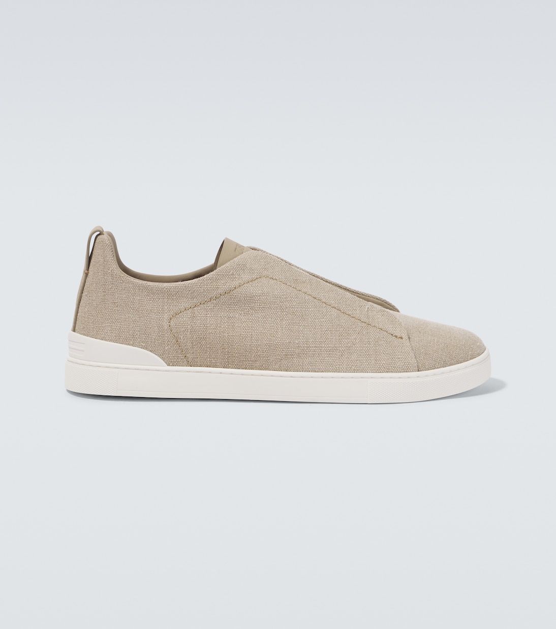 

Кроссовки из плотной ткани с тройной строчкой Zegna, Light Beige