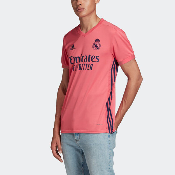 Футболка men's 20-21 season real madrid away short sleeve t-shirt jersey pink Adidas, розовый — фото 3