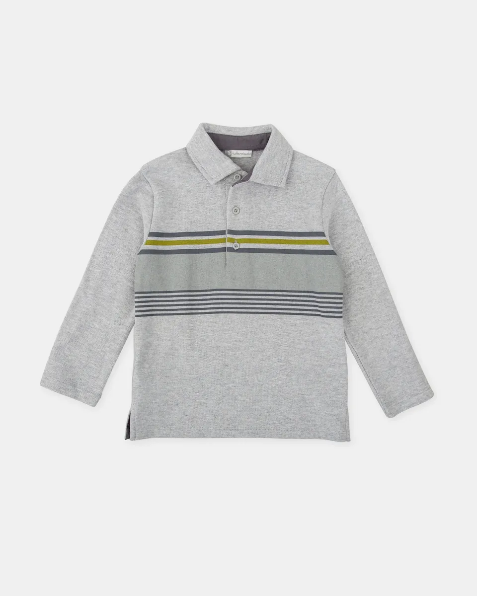 

Детская футболка-поло с фарфоровыми полосками Tutto Piccolo, светло-голубой