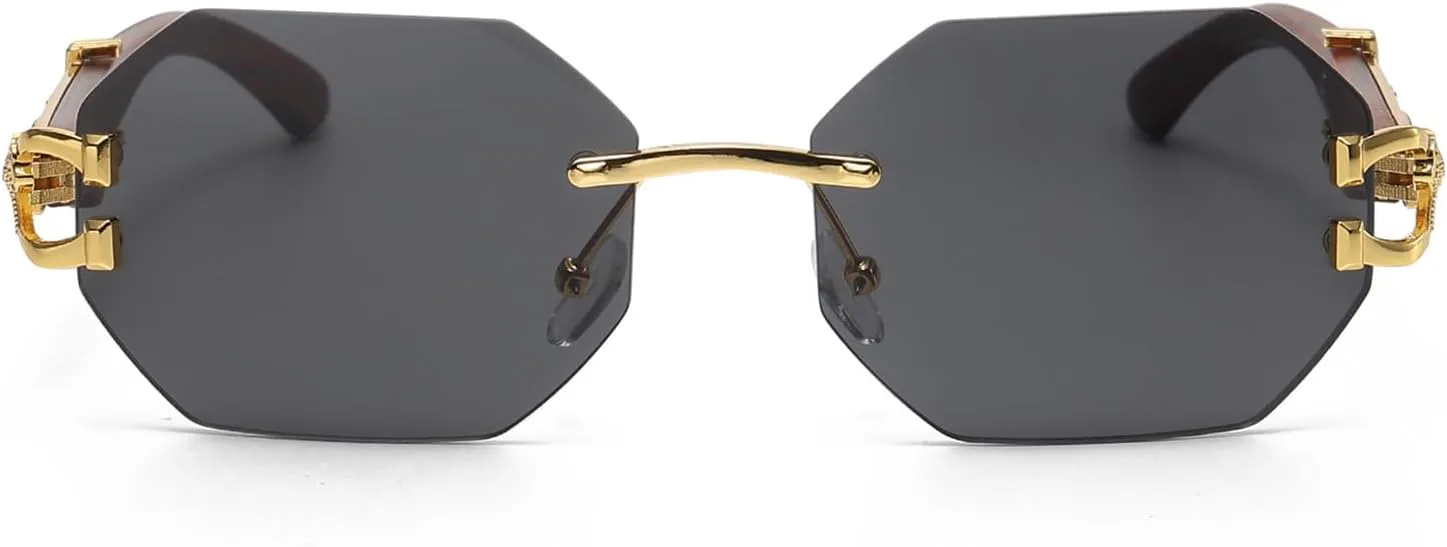 

Солнцезащитные очки без оправы прямоугольной формы для женщин и мужчин. Модные дизайнерские очки в стиле хип-хоп. Прозрачные солнцезащитные очки piscm, Gold/Grey