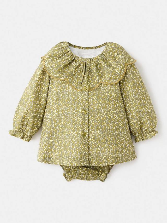 

Платье Baby Campo A-линия с принтом листьев из хлопка Mango, Green