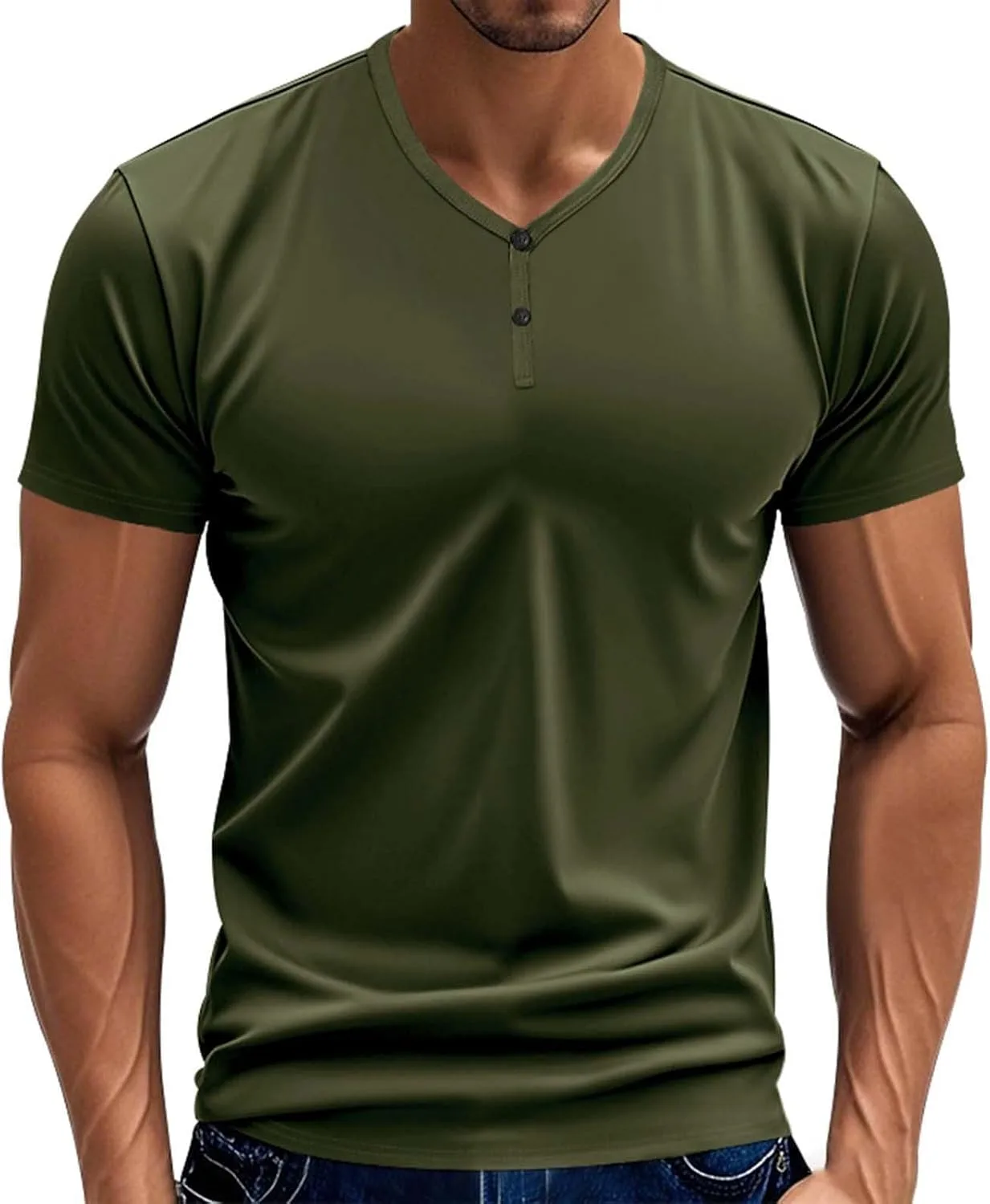 

Футболка Henley для мужчин Muscle Fit с коротким рукавом
