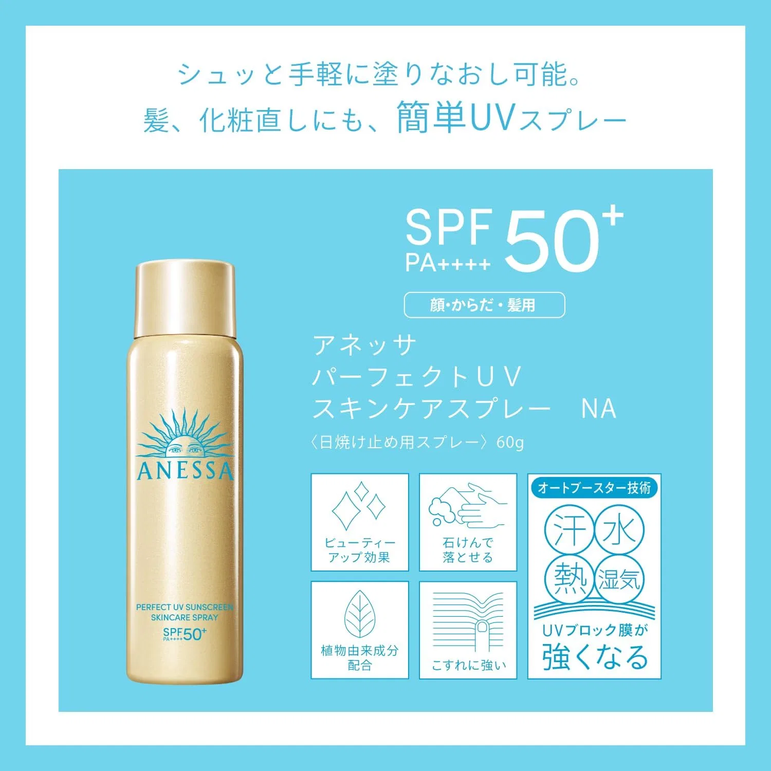 Набор солнцезащитных средств ANESSA: молочко 60 мл и спрей 60 г SPF50+ PA++++ — фото 4