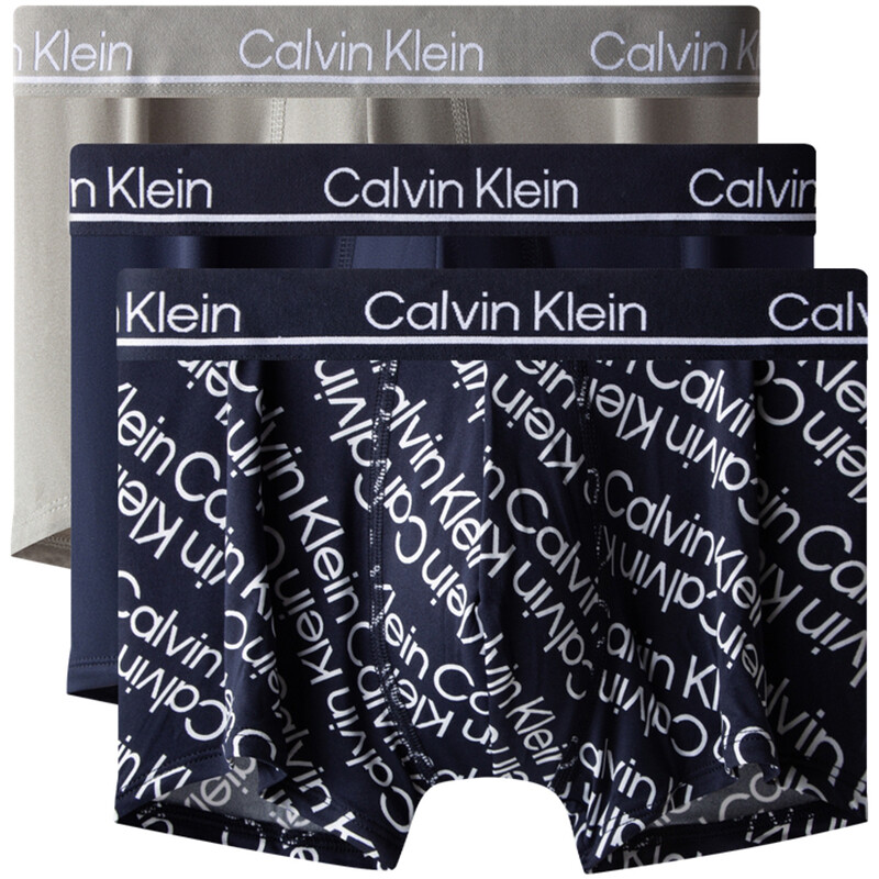 

Calvin Klein Мужские боксеры, цвет 3 strips (navy blue + marble gray + white logo on navy blue)