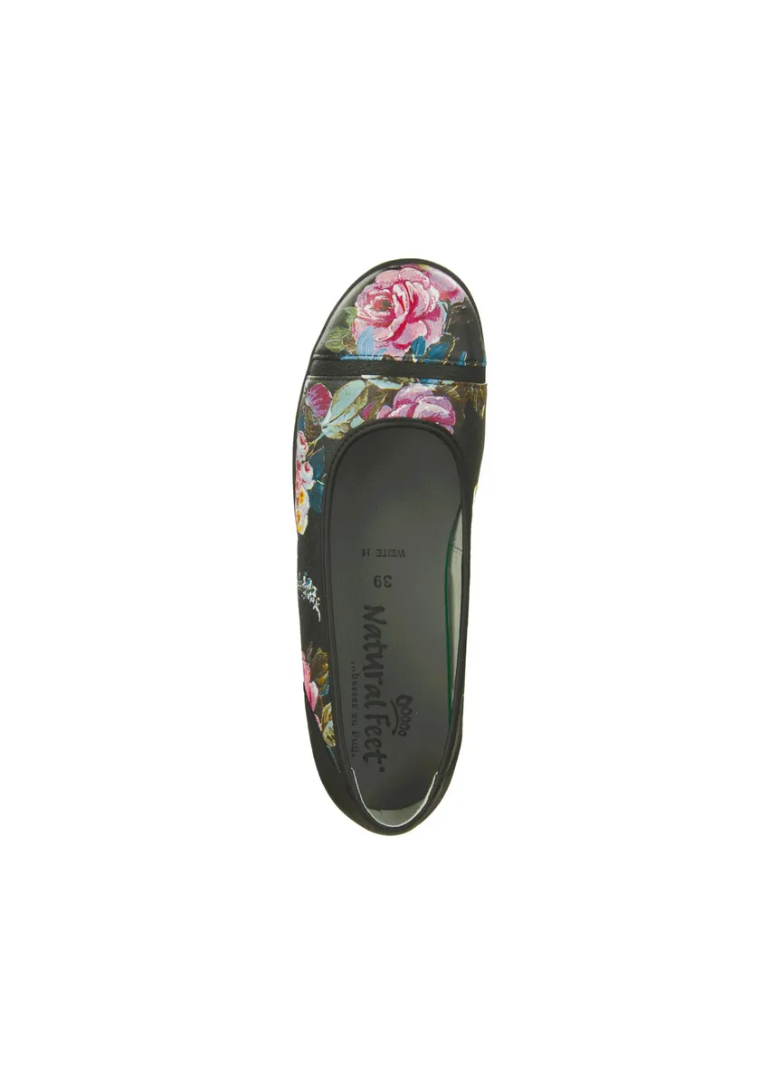 Natural Feet Ballerina "Sanela", с цветочным узором, цвет Schwarz-Mehrfarbig — фото 3