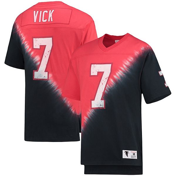 

Футболка с V-вырезом Mitchell & Ness Michael Vick Atlanta Falcons черно-красная в технике тай-дай Unbranded
