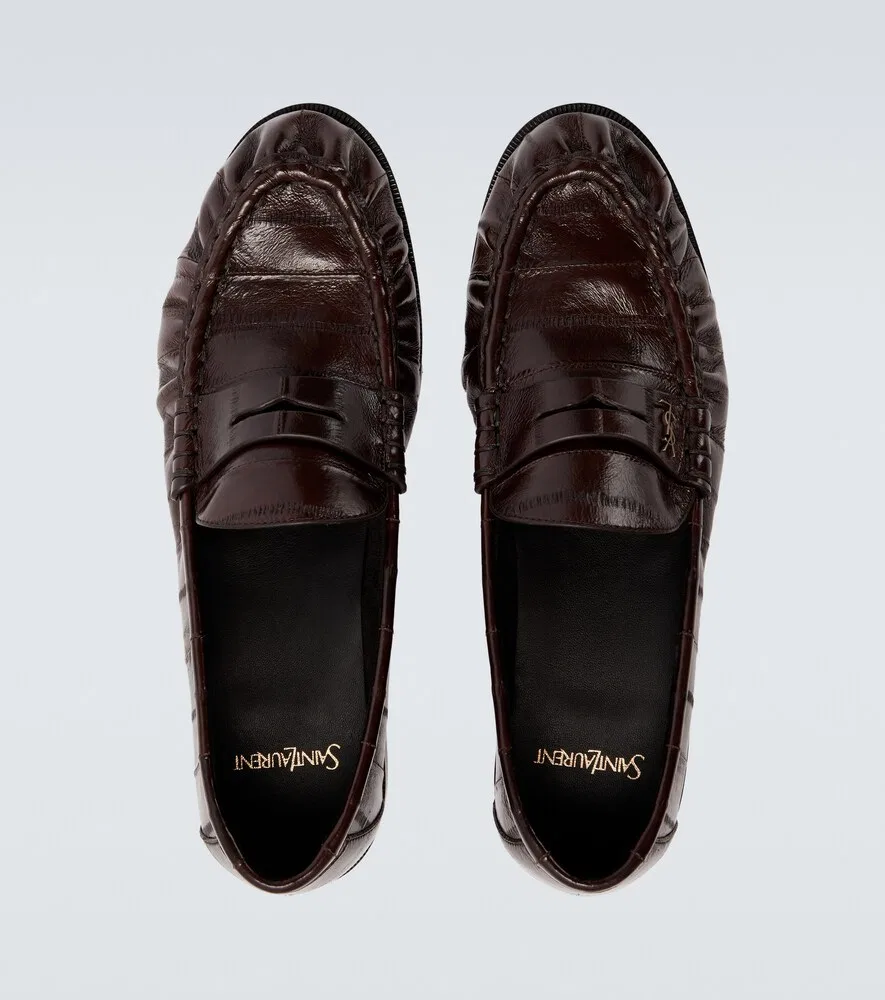 Лоферы Le Loafer из кожи угря Saint Laurent, коричневый — фото 4
