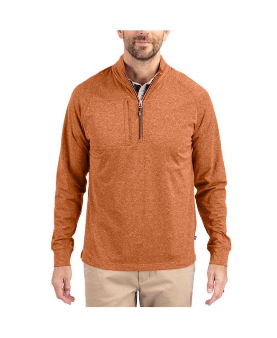 

Мужской пуловер Adapt Eco Knit Heather с застежкой-молнией до четверти длины Cutter & Buck, Texas orange heather