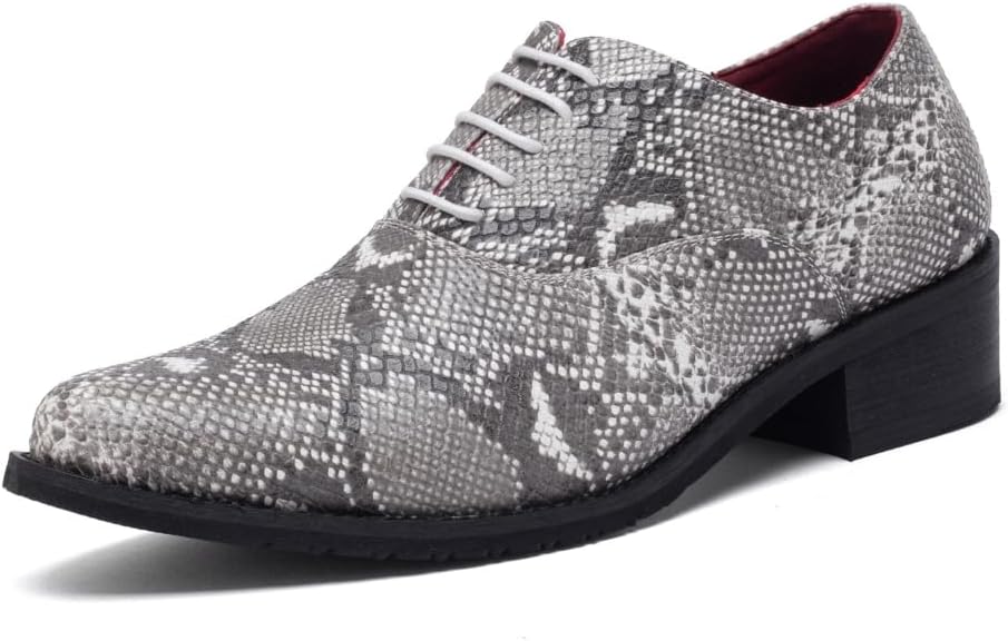 

Мужские классические оксфорды - реалистичный узор под змеиную кожу, удобные в носке, комфортные и не утомляют ноги Hawecobo, серый
