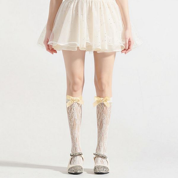 

Женский 3-х предметный комплект кружевных гольф с бантом Anna-Kaci, Yellow