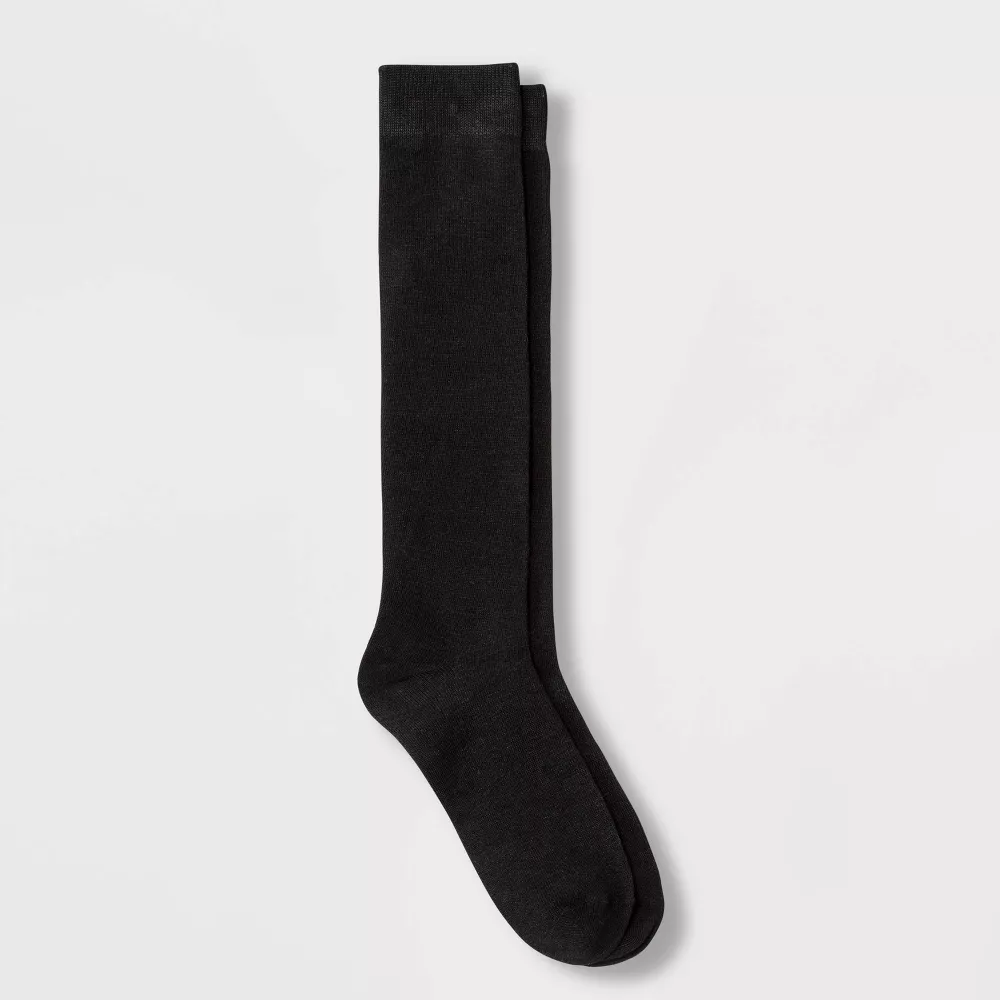 

Женские однотонные носки выше колена, цвет Black