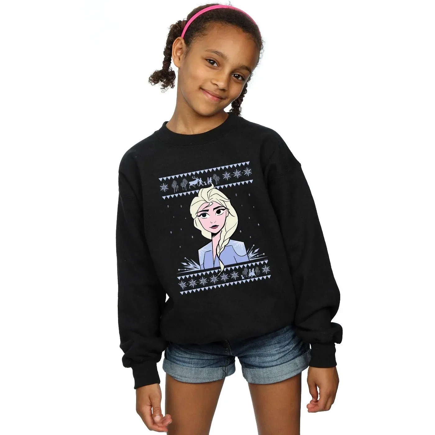 Свитшот для девочек с принтом Disney Frozen 2 Elsa, черный