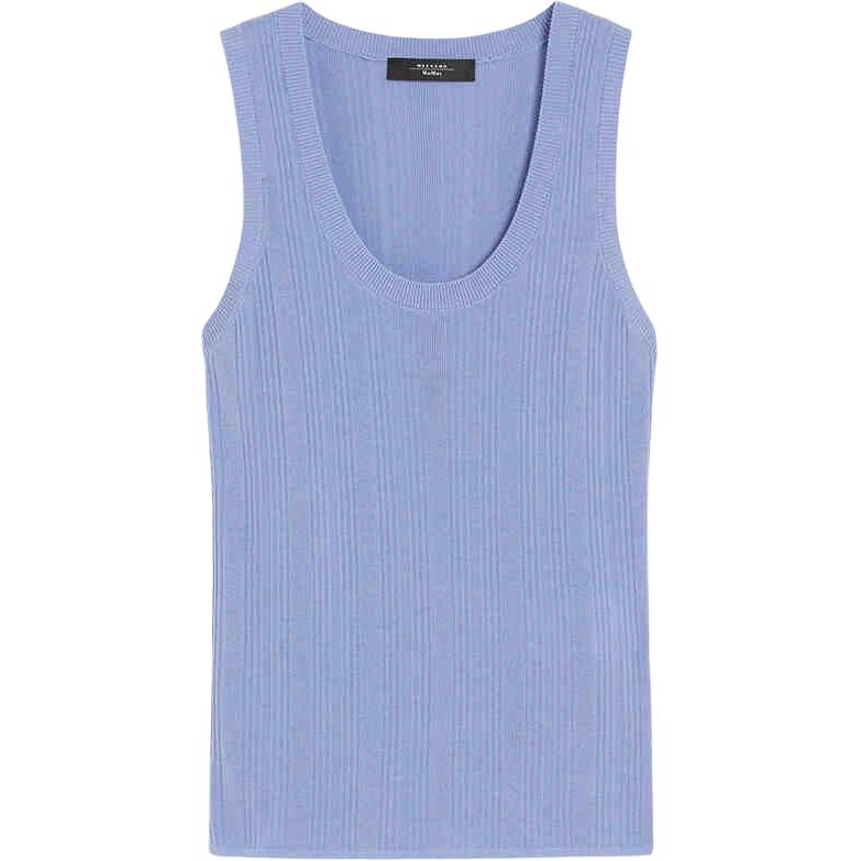 

Топ Weekend Max Mara Ceylon с ребристым вырезом лодочка WEEKEND MaxMara, светло-голубой