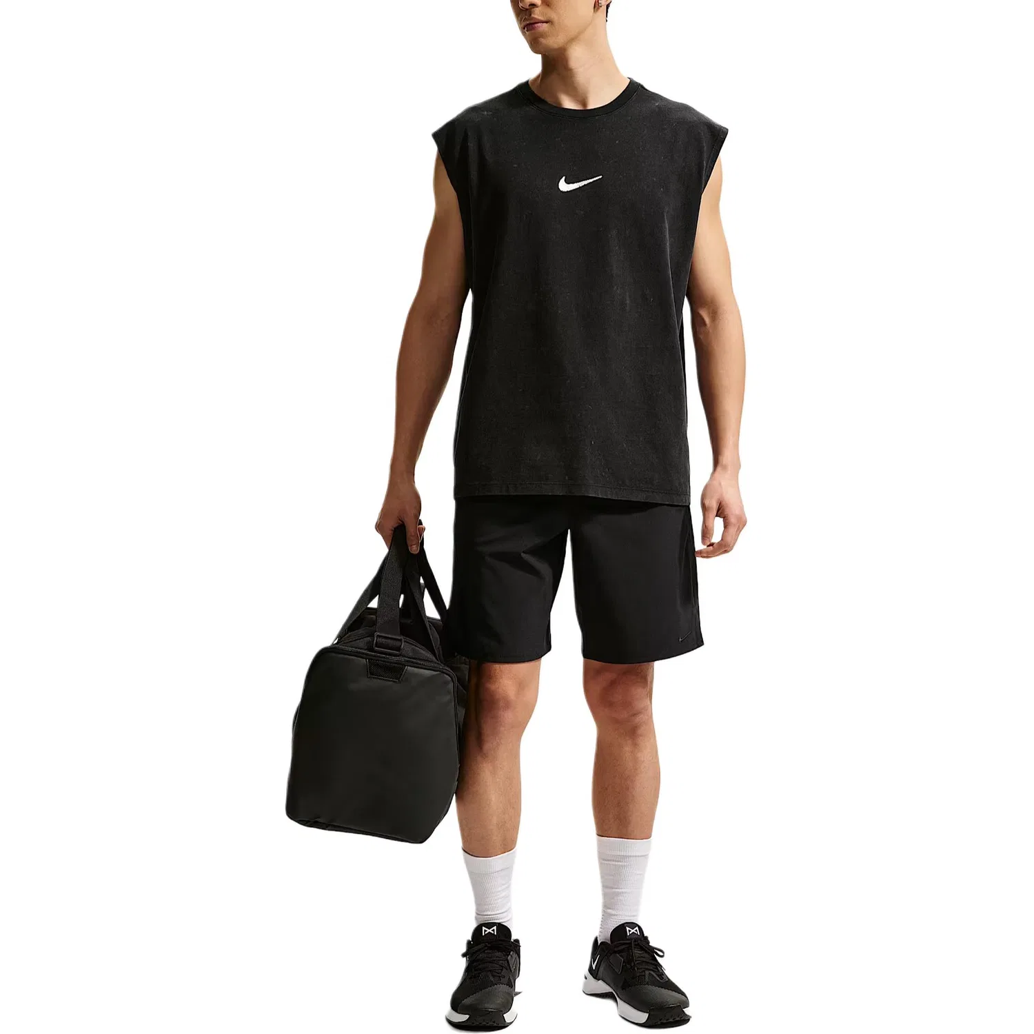 Майка мужская черная crew neck moderate sleeveless Nike, Black — фото 4