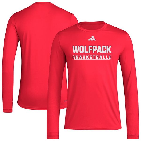 Мужская красная футболка nc state wolfpack с длинным рукавом Adidas — фото 2