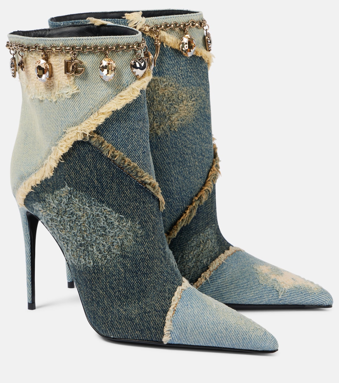 Ботильоны из денима с декором Dolce&Gabbana, Blu