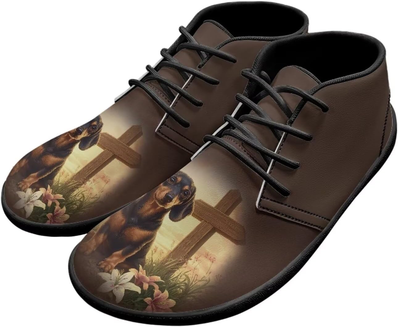 

Мужские кроссовки для ходьбы с широким носком, стильная нескользящая подошва с нулевым перепадом высоты, обувь для бега Xixirimido, Dachshund Cross