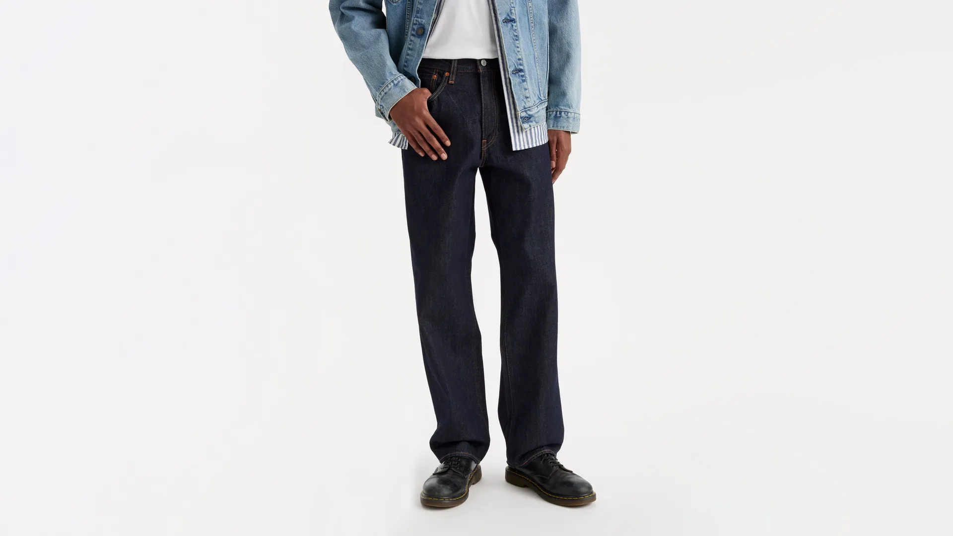 568 свободные прямые мужские джинсы Levi's, цвет Welcome To The Game - Dark Wash — фото 2
