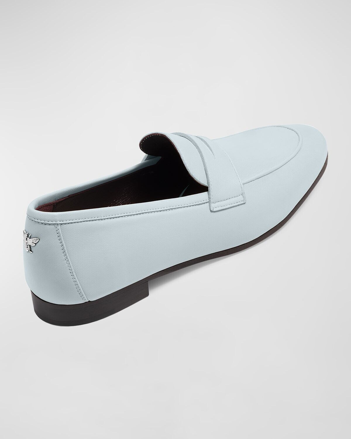 Кожаные лоферы на плоской подошве Bougeotte, цвет Light Blue — фото 3