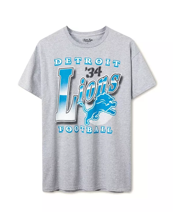 

Футболка унисекс с символикой НФЛ «Детройт Лайонс» (бутлег с блошиного рынка) Junk Food Clothing, серый