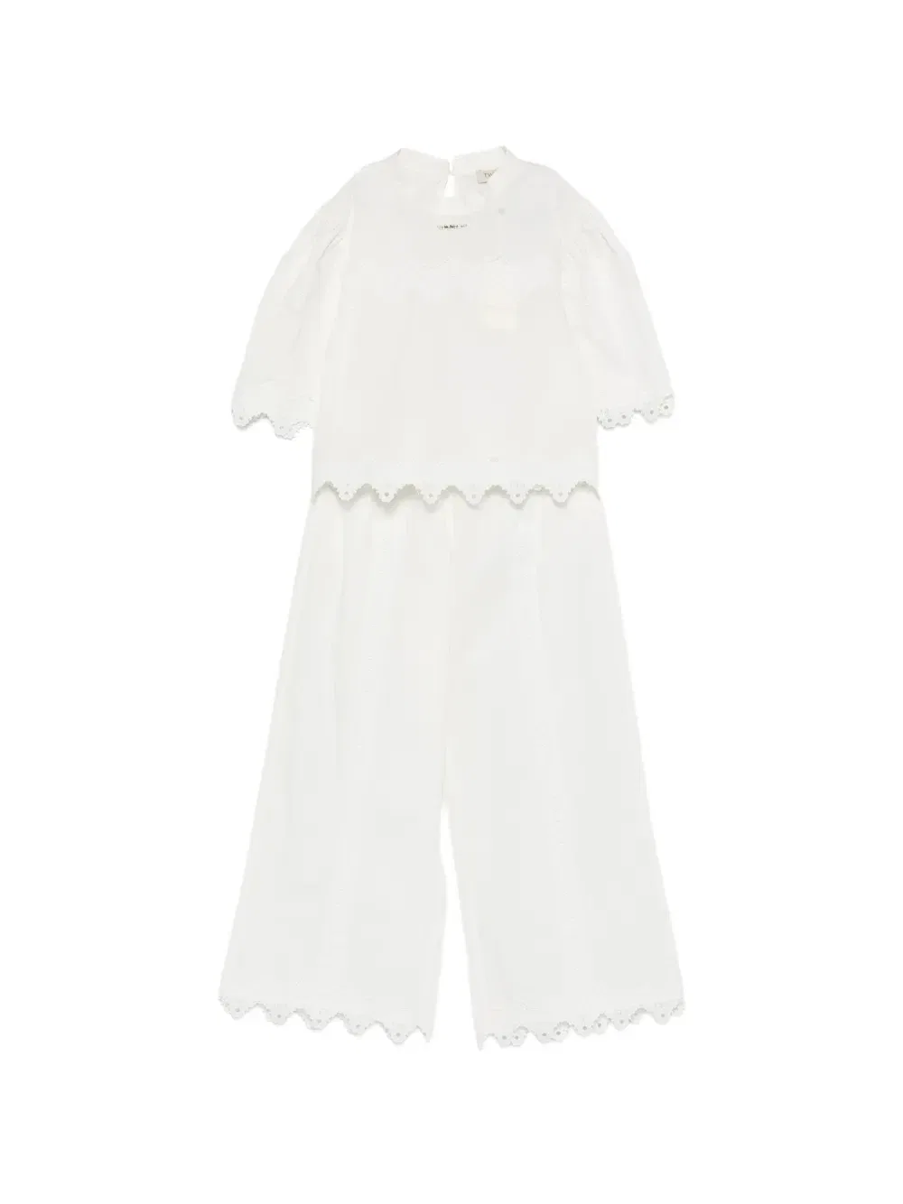 Комплект из топа и брюк с кружевом Twinset Kids, белый