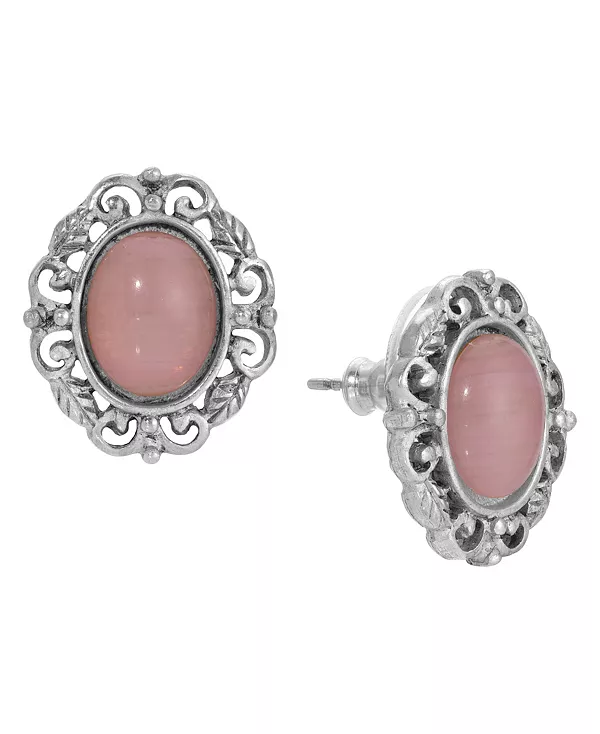 

Серьги-Гвоздики со стеклянной ажурной отделкой 2028, pink