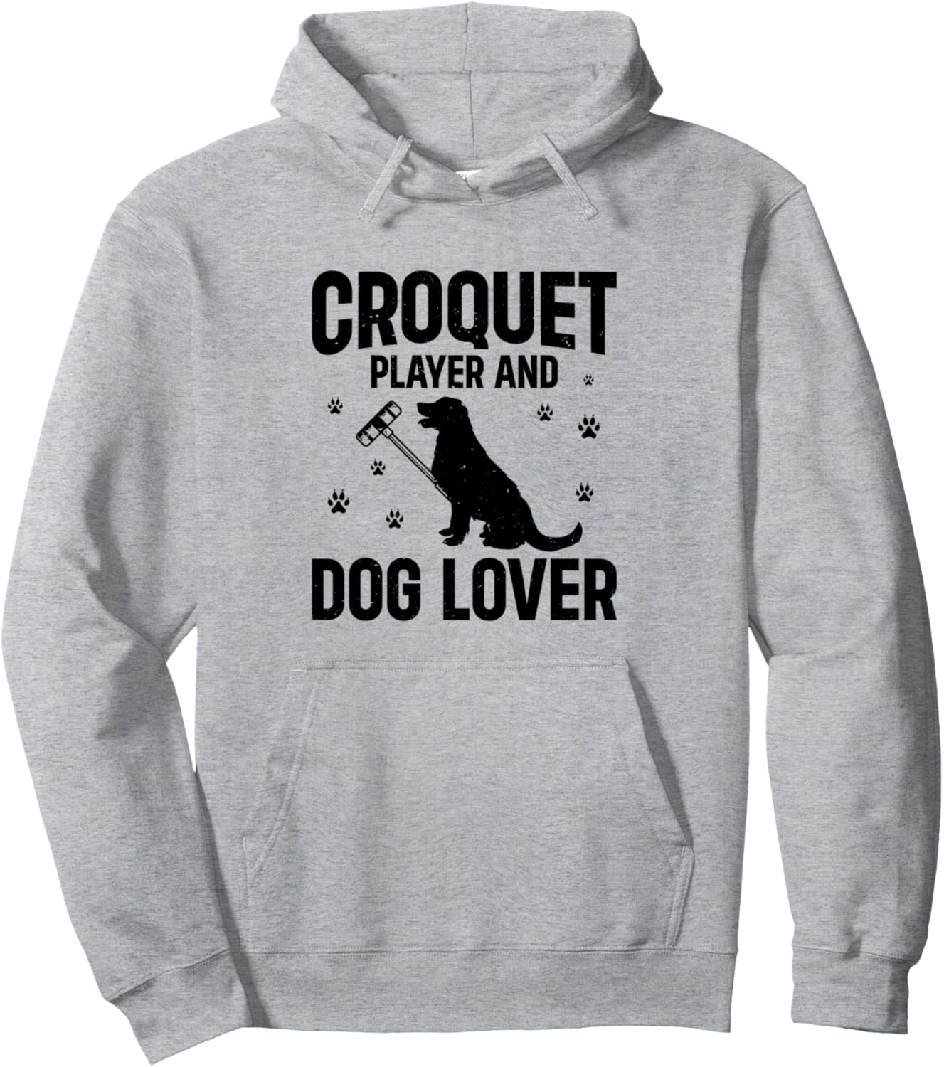 

Худи с изображением игрока в крокет и любителя собак - владельца собаки, увлекающегося крокетом Croquet Player & Dog Owner, серый