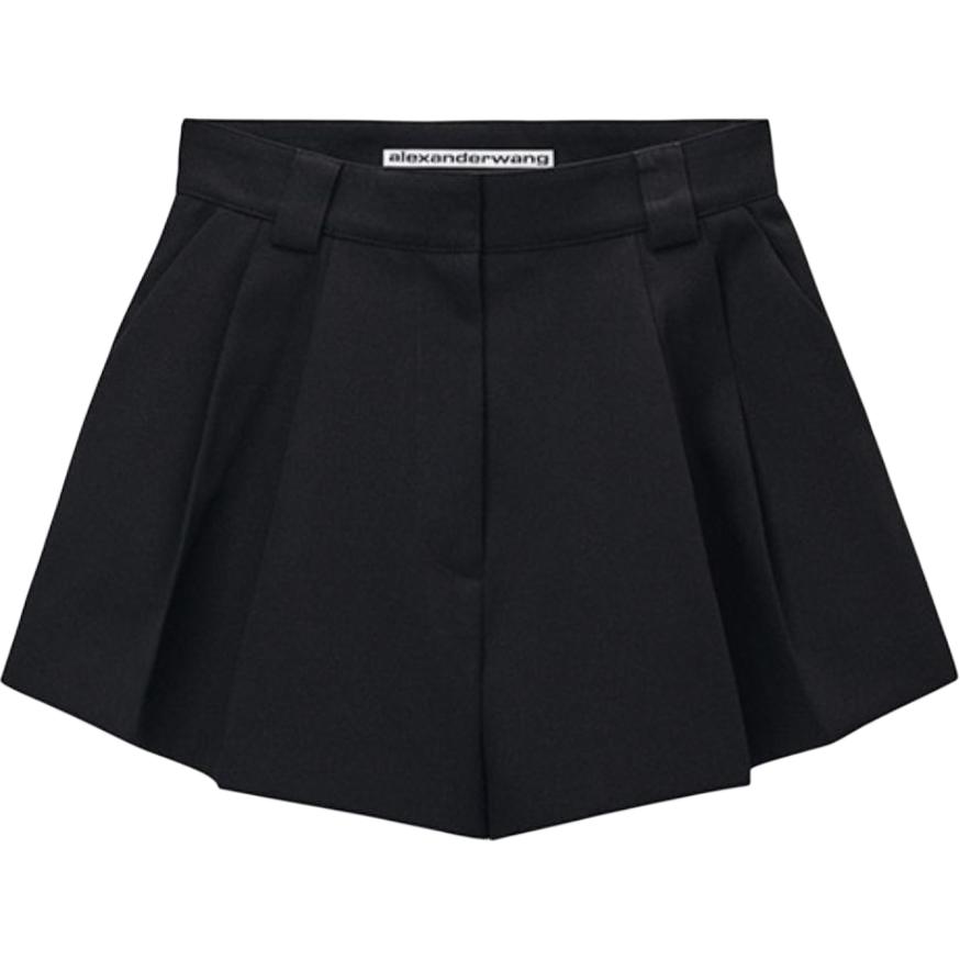 

Двухскладчатые расклешённые шорты Alexander Wang, чёрный