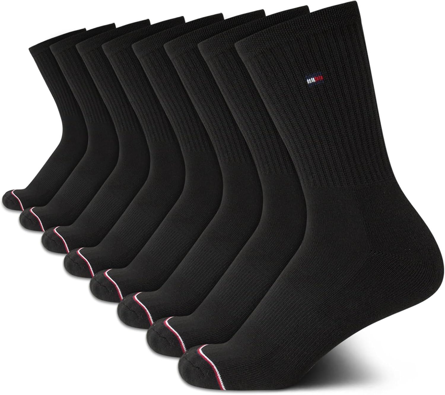 

Женские носки Tommy Hilfiger Crew - 8 пар мягких спортивных носков до середины голени с амортизацией для женщин (размер обуви: 4-10), Black Logo