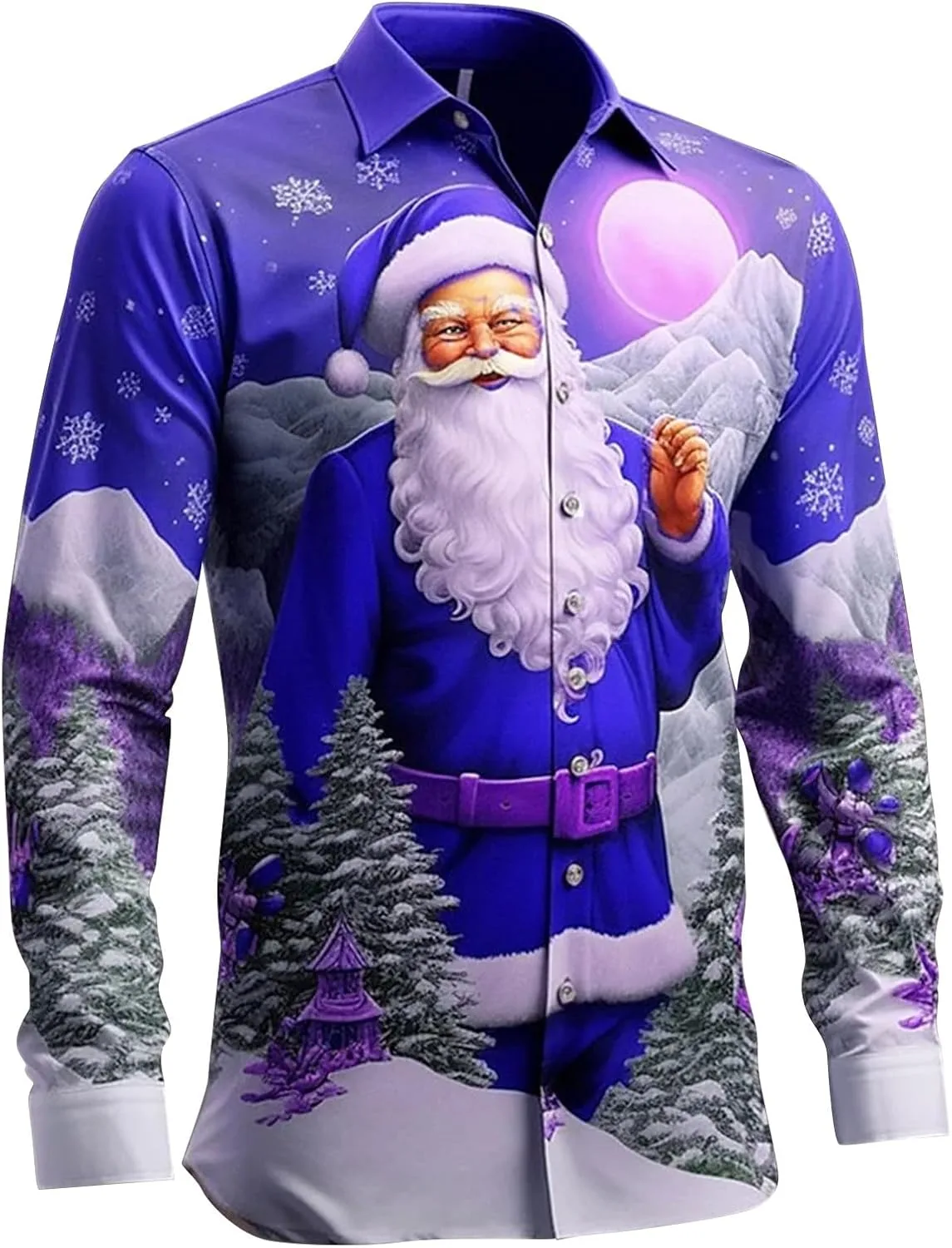 

Мужская рождественская рубашка ZYXTIM с 3D принтом, Slim Fit