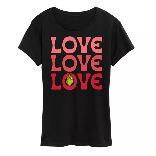 

Женская футболка с принтом «Grinch Love Stack» Licensed Character, черный