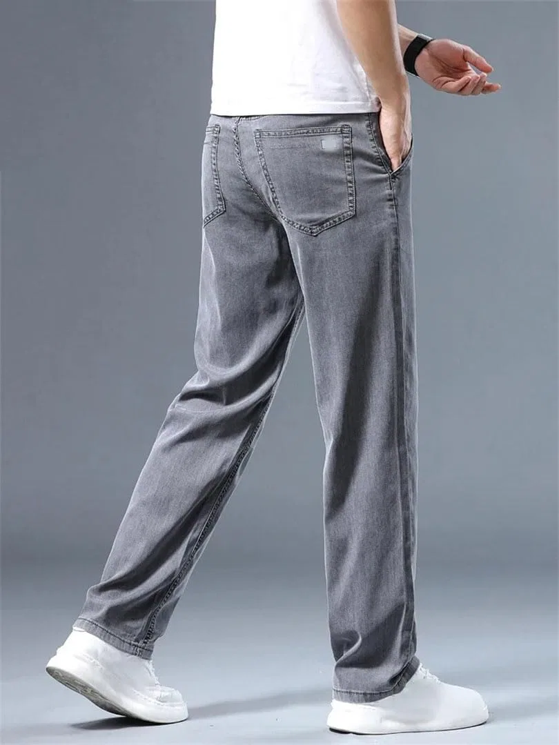 Джинсы свободные прямые, Men's Summer Thin, Smoke Gray — фото 2