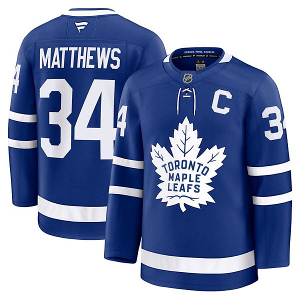 

Мужская синяя домашняя футболка Toronto Maple Leafs с нашивкой капитана Auston Matthews Fanatics